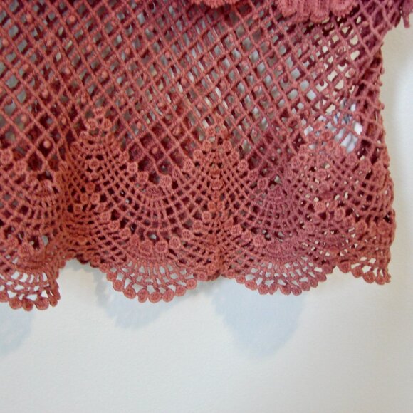 Y2K Lace Crochet Tank Top Boho Cream Pink Rose Ombre American Eagle Size Small - Picture 9 of 13